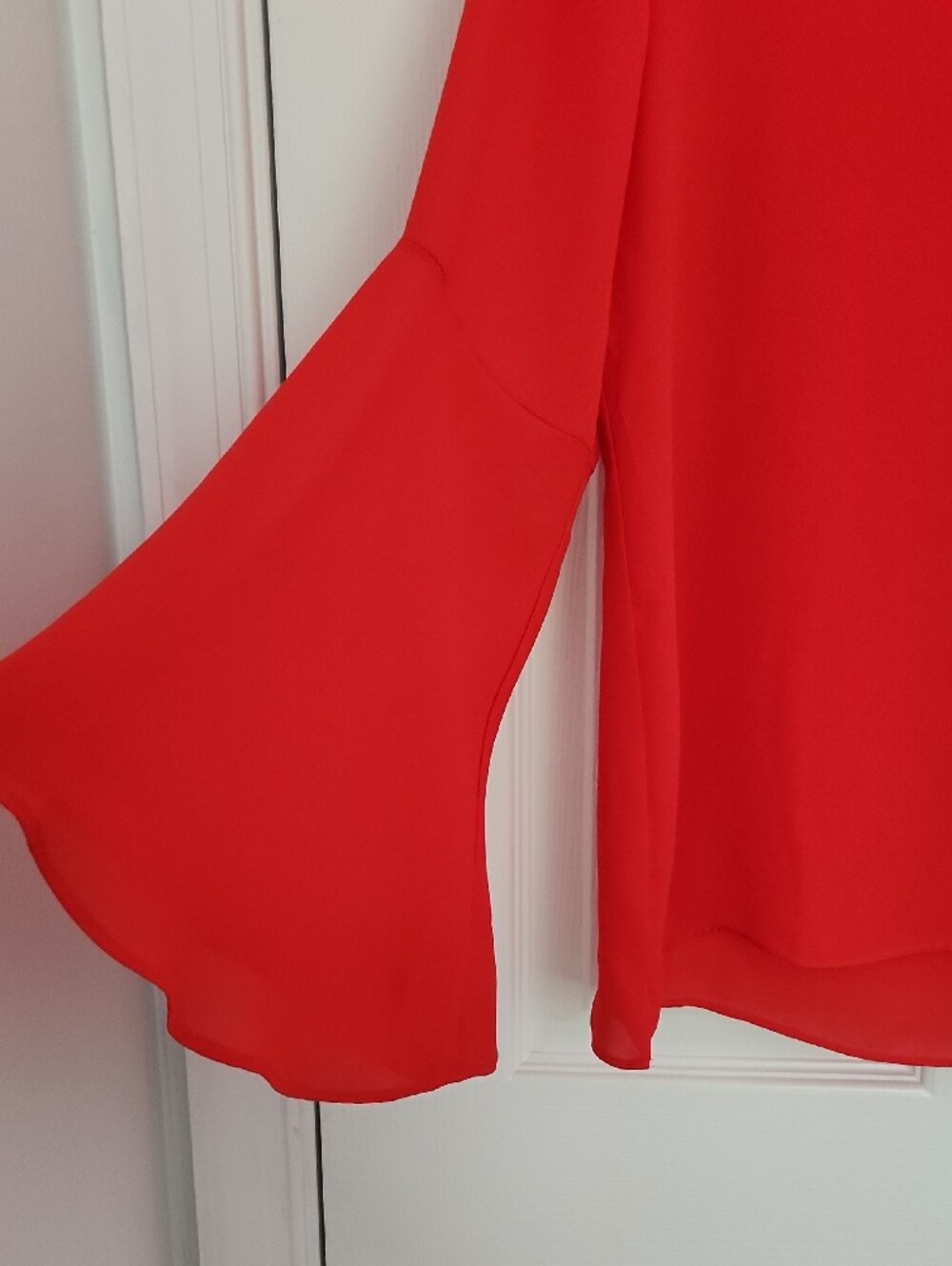 Chic Peasant Boho Hippie Violet & Claire Bright Coral V-Neck Bell Sleeve Tunic - Picture 3 of 4